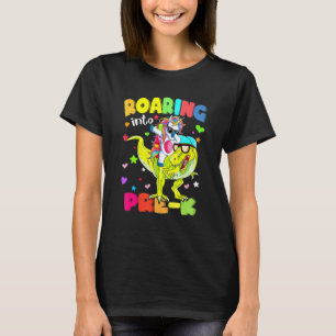 Roaring Pre-K Unicorn Riding T Rex Dinosaur Back t T-Shirt