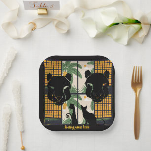 Roaring Pumas Hearts Paper Plate