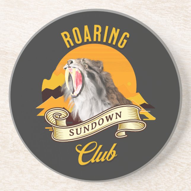 Roaring Sundown Club Sabertooth Tiger Coaster (Front)