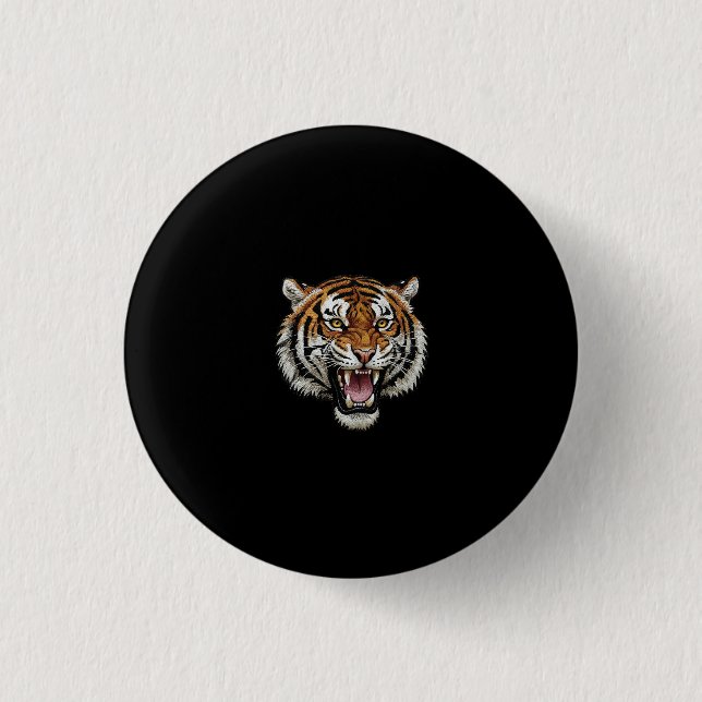 Roaring Tiger 1 Inch Round Button (Front)
