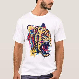 Roaring tiger: colourful head illustration. T-Shirt