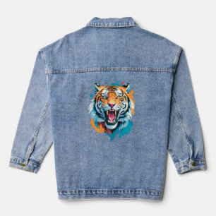 Roaring Tiger Face Denim Jacket
