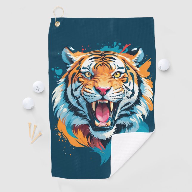Roaring Tiger Face Golf Towel (InSitu)