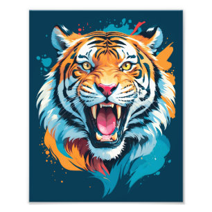 Roaring Tiger Face Photo Print