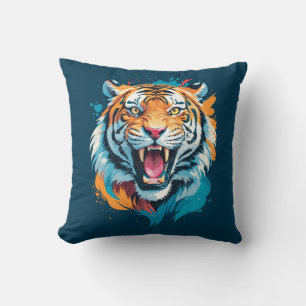 Roaring Tiger Face Throw Pillow
