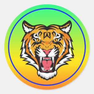 Roaring Tiger Head-25818 Travel Mug Classic Round Sticker