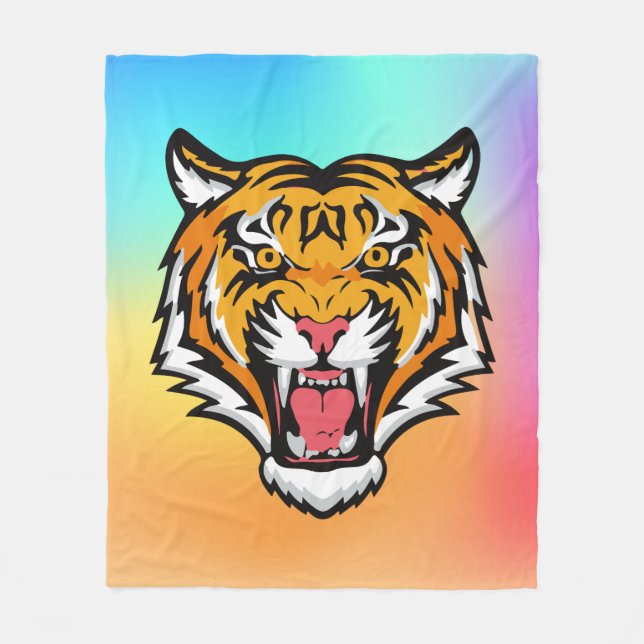 Roaring Tiger Head-25818 Travel Mug Fleece Blanket (Front)