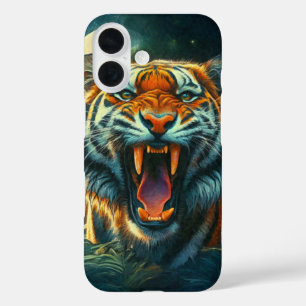 Roaring Tiger Moonlit Jungle iPhone 16 Case