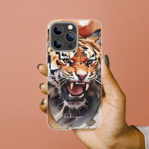 Roaring Tiger Watercolor Personalize Jungle Animal iPhone 11 Case