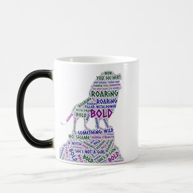 Roaring Tiger Word Art Magic Mug (Left)
