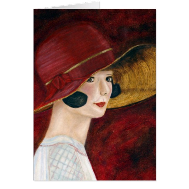 Roaring Twenties 1920s Flapper Girl in Red Hat (Front)