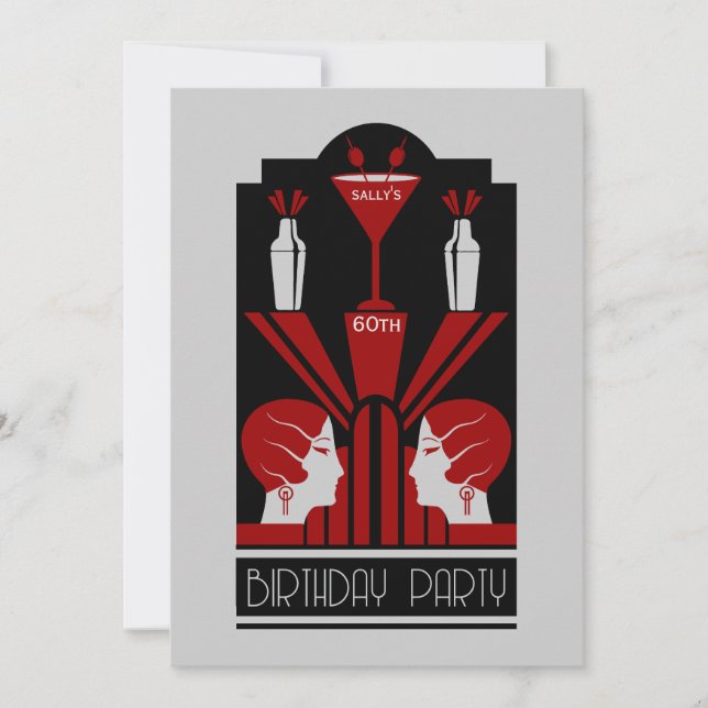 Roaring Twenties Art Deco Birthday  Invitation (Front)