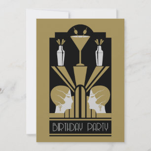 Roaring Twenties Art Deco Birthday  Invitation