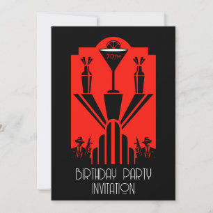 Roaring Twenties Art Deco Gangster Birthday Invitation