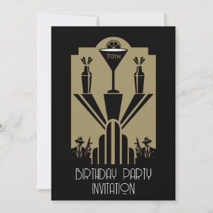 Roaring Twenties Art Deco Gangster Birthday  Invitation