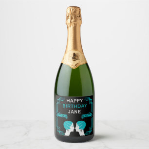 Roaring Twenties Art Deco Gangster Birthday  Sparkling Wine Label