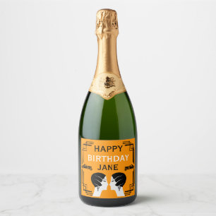 Roaring Twenties Art Deco Gangster Birthday  Sparkling Wine Label