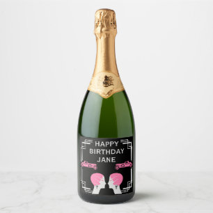 Roaring Twenties Art Deco Gangster Birthday  Sparkling Wine Label