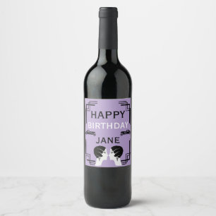 Roaring Twenties Art Deco Gangster Birthday  Wine Label