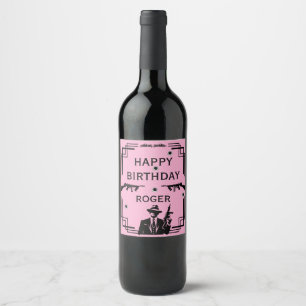 Roaring Twenties Art Deco Gangster Birthday Wine Label