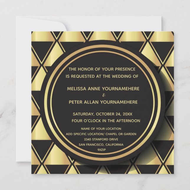 Roaring Twenties Art Deco Wedding Invitation (Front)