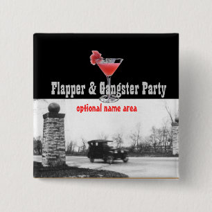 Roaring Twenties Flapper and Gangster 2 Inch Square Button