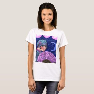 Roaring Twenties Flapper Girl Fan Moon Stars T-Shirt