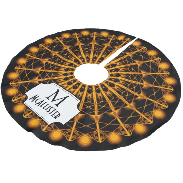 Roaring Twenties Golden Sunburst - Personalized Brushed Polyester Tree Skirt (Angled)