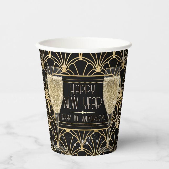 Roaring Twenties New Year's Eve Champagne Paper Cups (Front)