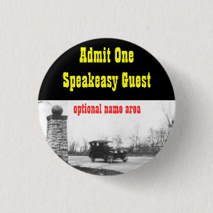 Roaring Twenties Prohibition Theme Name Badge 1 Inch Round Button