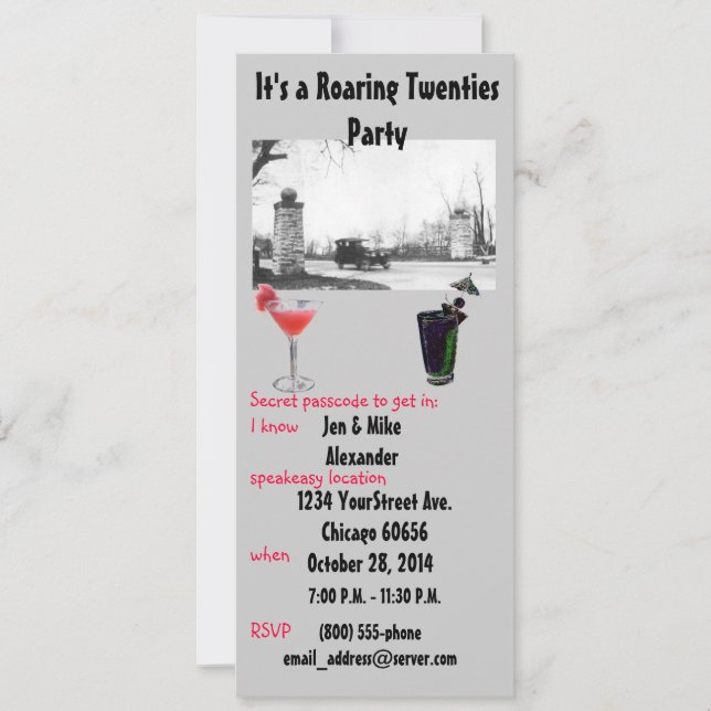 Roaring Twenties Theme Party Invite (Front)