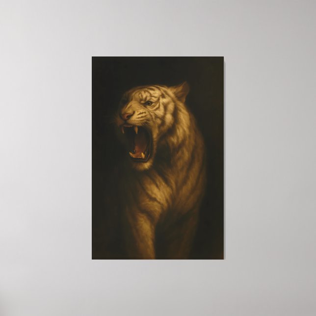 Roaring White Tiger – Fine Art Premium Canvas Prin (Front)