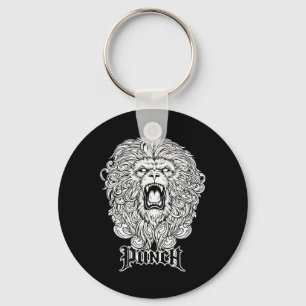 Roaring Wild Cat Punch Fighter Gym Training Design Keychain