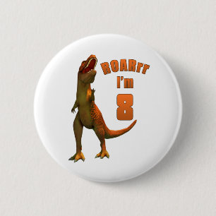 ROARrr I’m 8 Fun T-Rex Kid Birthday 2 Inch Round Button