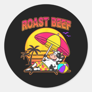 Roast Beef Beach Cow Funny Farm Animal Christian Classic Round Sticker