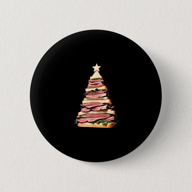 Roast Beef Sandwich Christmas Tree  2 Inch Round Button (Front)