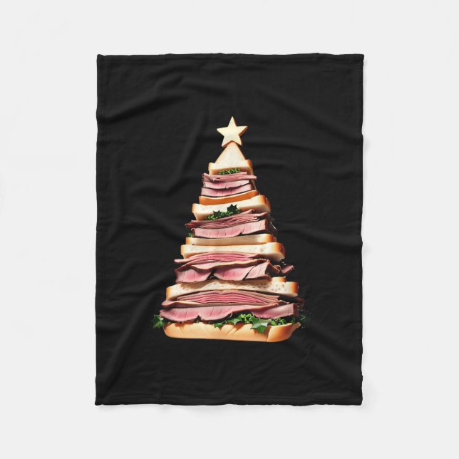 Roast Beef Sandwich Christmas Tree  Fleece Blanket (Front)