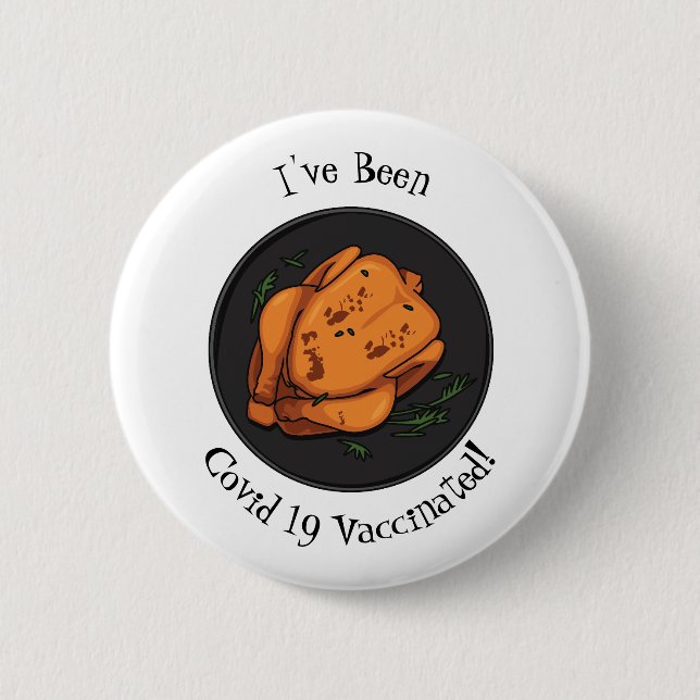 Roast chicken cartoon illustration 2 inch round button (Front)