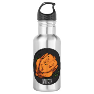 Roast chicken cartoon illustration 532 ml water bottle