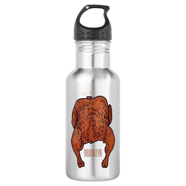 Roast chicken cartoon illustration  532 ml water bottle (Front)