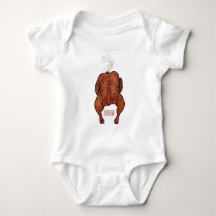 Roast chicken cartoon illustration baby bodysuit