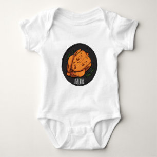 Roast chicken cartoon illustration baby bodysuit
