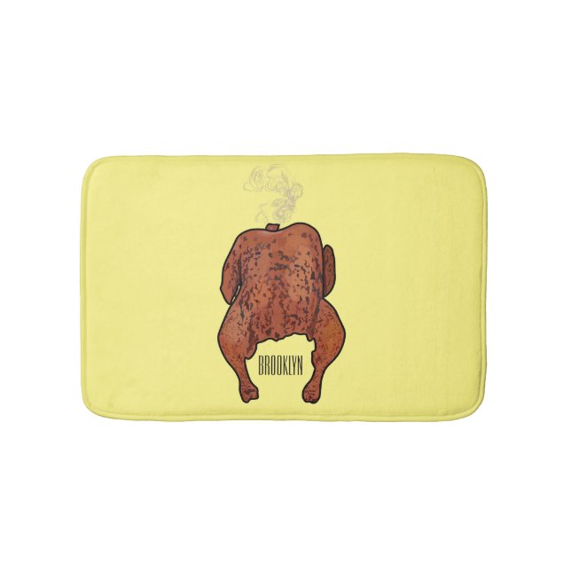 Roast chicken cartoon illustration  bath mat (Front)