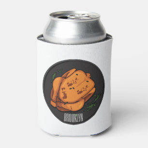 Roast chicken cartoon illustration can cooler