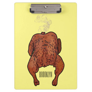 Roast chicken cartoon illustration clipboard