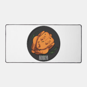 Roast chicken cartoon illustration desk mat