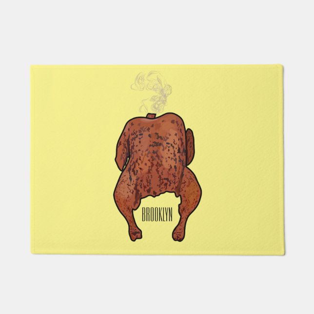 Roast chicken cartoon illustration  doormat (Front)