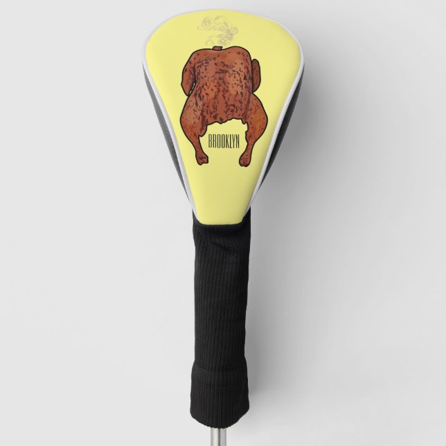 Roast chicken cartoon illustration  golf head cover (Front)