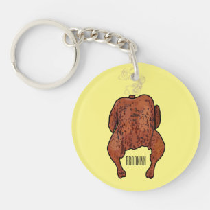 Roast chicken cartoon illustration  keychain