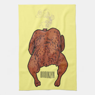 Roast chicken cartoon illustration kitchen towel